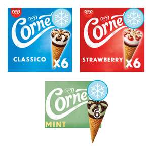 Cornetto Ice Cream Cones 6 x 90ml (Classico / Strawberry / Mint) (Clubcard Price)