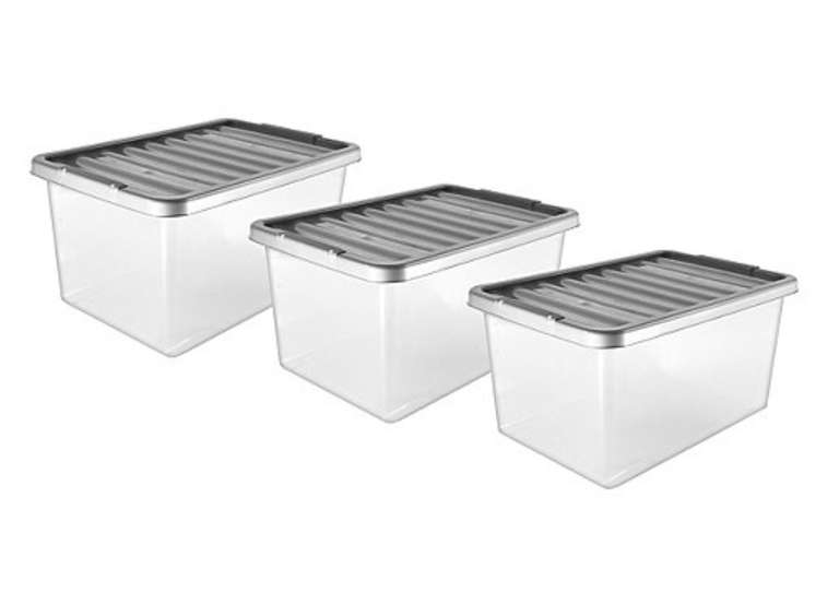 27L Grey Plastic Storage Boxes set of 3 £8 + free click and collect @ George