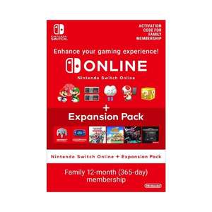 Nintendo Switch Online 12 Month + ExpansionPack (365 Days Family Membership) Download (+ £5 ShopTo Voucher with Minimum £40 Spend)