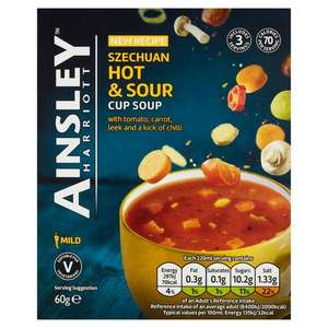 Ainsley Harriott Szechuan Hot & Sour Cup Soup x3 60g 90p @ Sainsbury's