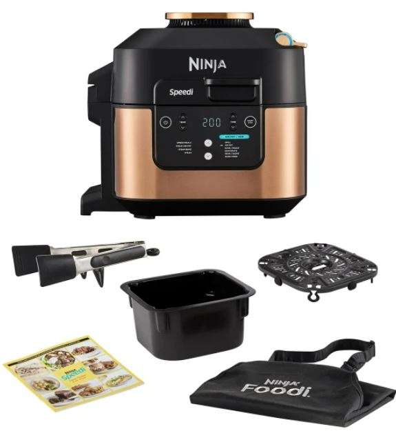 Ninja ON400UKDBCP Deluxe Black & Copper Edition Speedi 10-in-1 Rapid Cooker & Air Fryer, 2 Yr Wrnty + Silicone Tongs +Apron - W/Unique Code