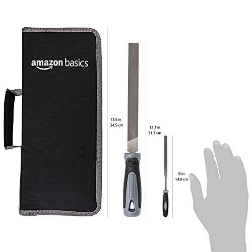Amazon Basics File Set with Carry Case - T12 Drop Forged Alloy Steel - 4-Piece Large Files and 12-Piece Needle Files £10.25 @ Amazon