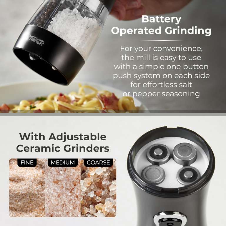 Tower T847004W Electric Duo Salt and Pepper Mills - Black | Hotukdeals