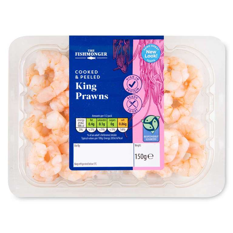 The Fishmonger Cooked & Peeled King Prawns 150g