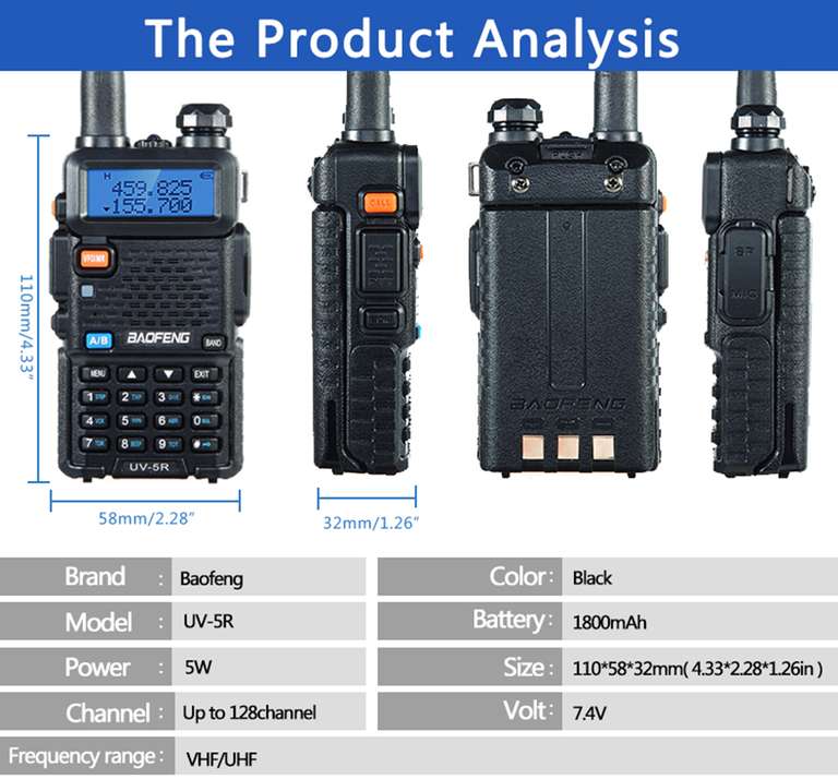 Baofeng UV-5R Walkie Talkie Portable Ham Two Way Radio £13.19 via Factory Direct Collected Store / AliExpress