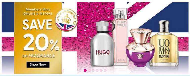 20% Off Selected Fragrance for Members. E.g. Emporio Armani He/She 50ml £21.60, Versace The Dreamer 100ml £17.60 + Free C&C @ Superdrug