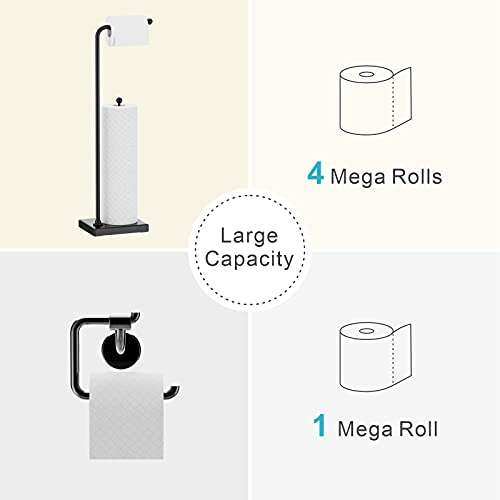 TiSPECLE Bathroom Free Standing Tissue Roll Holder with Reserve Storage for 4 Rolls Black W/Voucher - Sold by HY Direct EU FBA