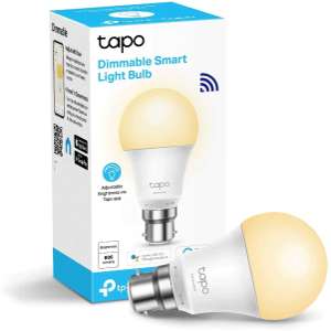 Tapo Smart Bulb, Smart Wi-Fi LED Light, B22, 8.7W, Energy saving, Works with Amazon Alexa and Google Home, Dimmable Soft Warm White