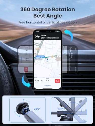 TOPK Magnetic Car Phone Holder Mount for Windshield and Dashboard,  Adjustable Long Arm with Strongest Magnet w/voucher by TOPK/ FBA