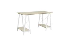 Habitat Trestle Table Office Desk - White / Oak £73 + Free Collection @ Argos