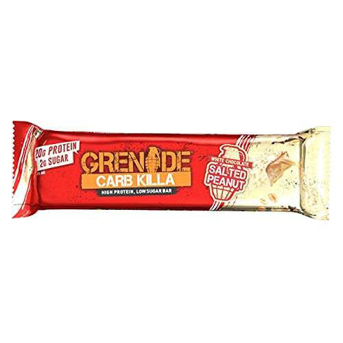 Grenade High Protein, Low Sugar Bar - White Chocolate Salted Peanut, 12 x 60g £18.69 / £17.76 via sub and save + 10% voucher @ Amazon