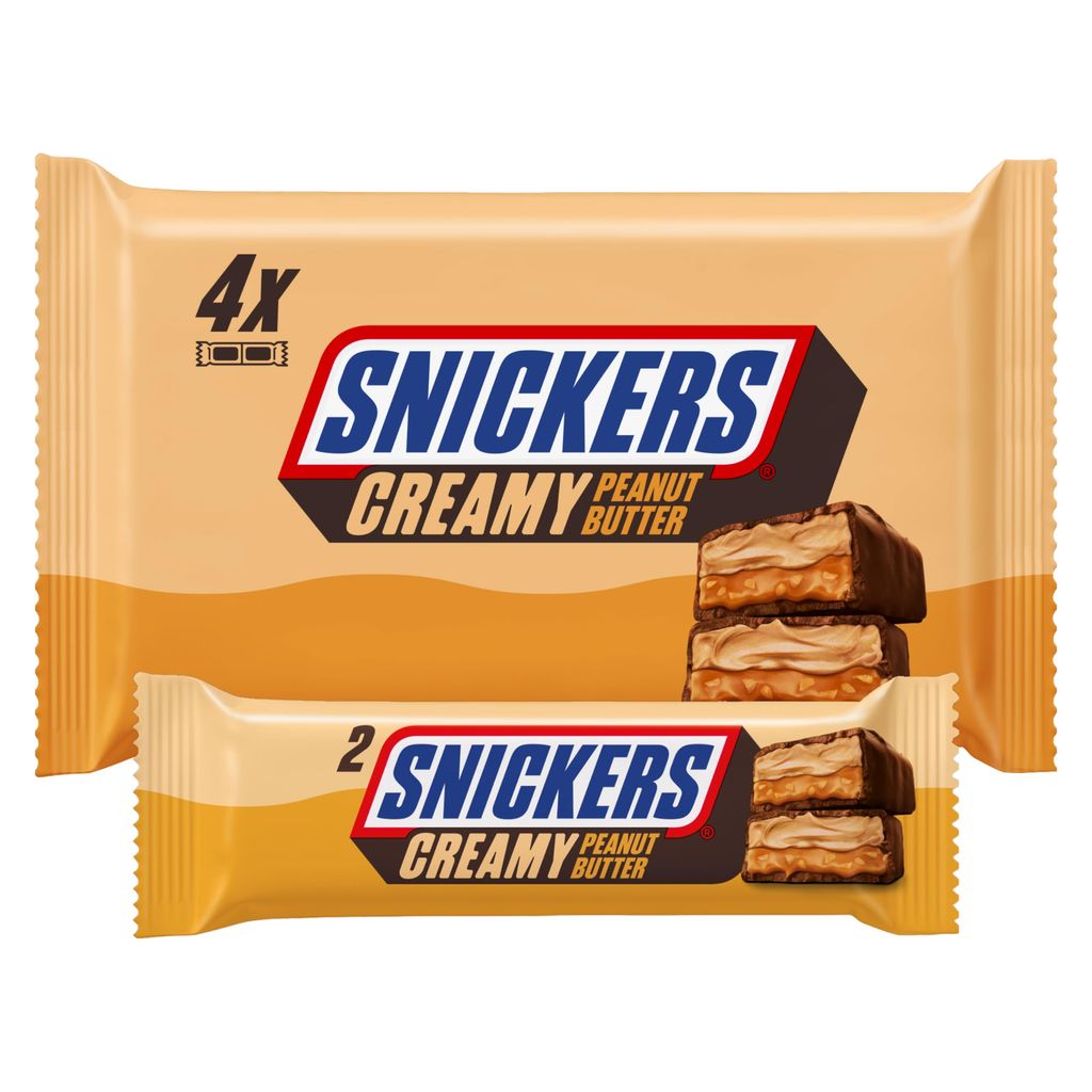 Snickers Creamy Peanut Butter & Milk Chocolate Snack Bars Multipack 146g (4 Pack) - £1.25 / £1.18 S&S