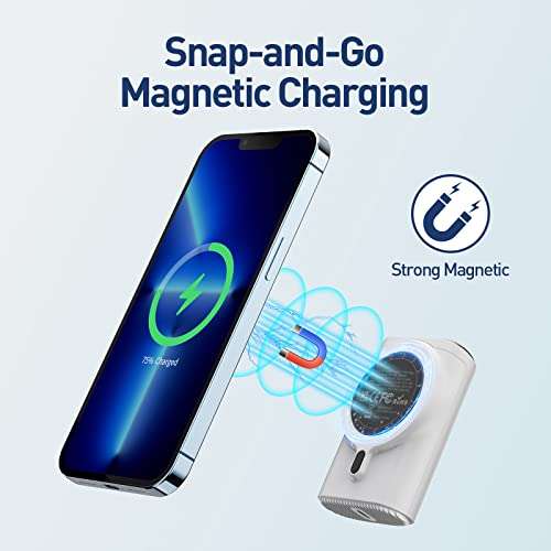 iWALK Magnetic Wireless Portable Charger, 9000mAh Power Bank with 7.5W Wireless Fast Charging and 18W USB-C PD W/voucher - IWalk-EU FBA