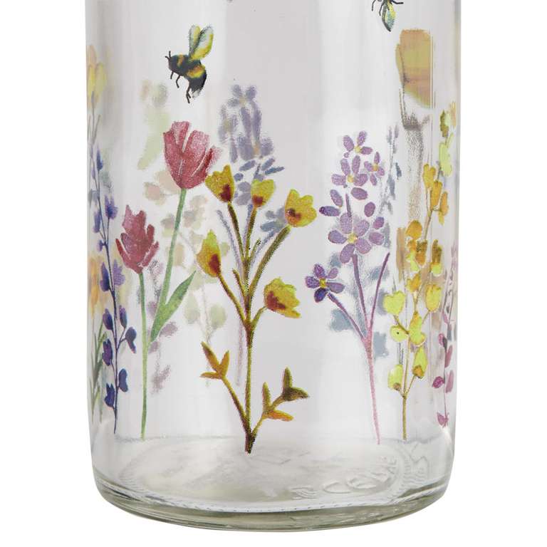 Wilko 1L Bumblee Bee Floral Design Glass Bottle £2 free Click and Collect (Limited Locations) @Wilko