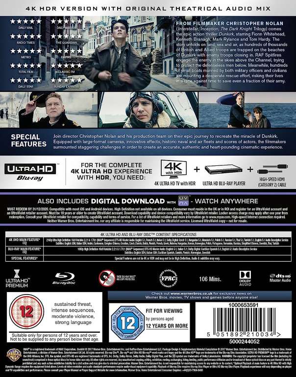 Dunkirk 4K UHD + Blu-ray (Used) - £6 (Free Click & Collect) @ CeX