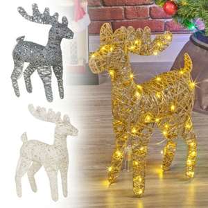 LED Light Up Reindeer 45cm Plastic Rattan Wire Frame - Sold By daily-deals-ltd (UK Mainland)