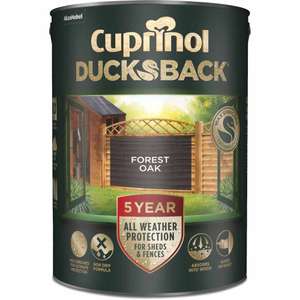 Cuprinol Ducksback Exterior Fence Paint 5 Litre - 5 year protection - Multiple colours £10 +£5 delivery @ Wilko