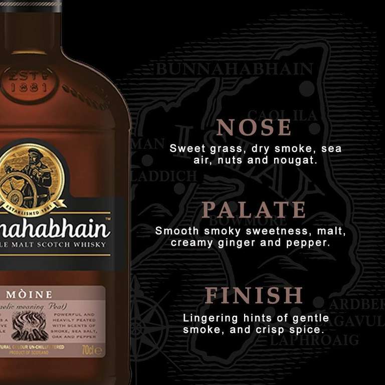 Bunnahabhain Moine Peated Islay Single Malt Whisky 46.3% ABV 70cl