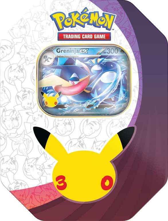 Pokémon TCG: 30th Celebration Tin - Greninja ex (1 Foil Promo Card, 4 Booster Packs) Invite (Selected accoutns)