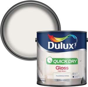 Dulux Quick Dry Gloss Paint For Wood And Metal - Pure Brilliant White 2. 5 Litres