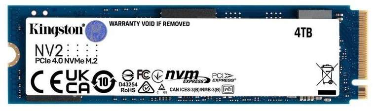 Kingston NV2 2TB £92.18 / 4TB £183.30 M2 SSD ( NVMe / PCIe 4.0 ) w / code @ Ebuyer Express Shop
