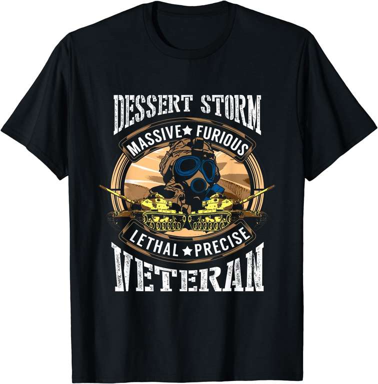 Dessert Storm Veteran Massive Furious Lethal Design T-shirt, various sizes and colours