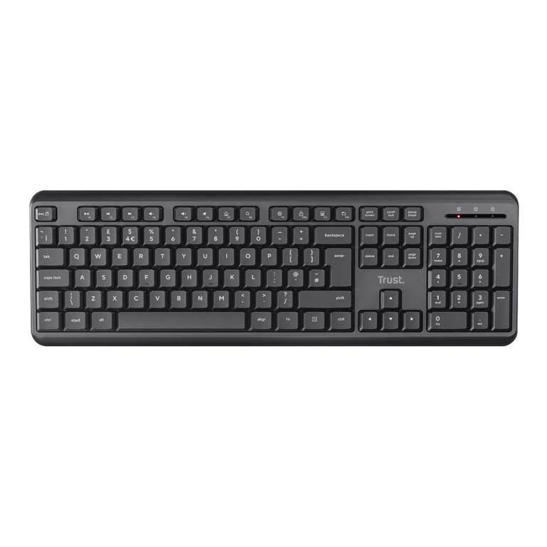 Trust Ody Silent Wireless Keyboard QWERTY UK Layout, Membrane Low Profile Keys, Spill-Resistant, USB Receiver RF 2.4GHz, Batteries Included