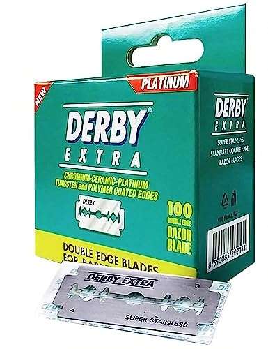 Derby Extra Double Edge Safety Razor Blades, Silver, 100 Count (Pack of 1)