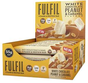 Fulfil Vitamin and Protein Bar (15 x 55 g Bars) — White Chocolate Peanut and Caramel Flavour - £17.44 subscribe and save