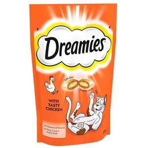 Dreamies Cat Treats, Tasty Snacks with Tempting Chicken, 8 Pouches of 60g (S&S £5.48)