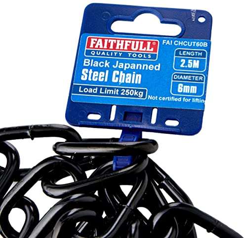 Faithfull FAICHCUT60B 6mm x 2.5m Japanned Chain - Black