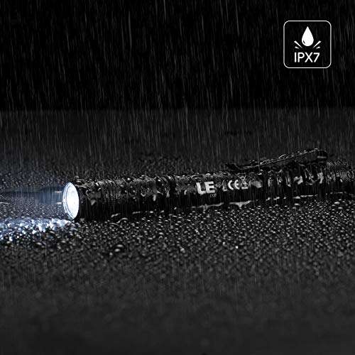 LE Pocket Pen Torch Light Flashlight, Stylus Pen Light With Clip, AAA Battery Powered Pk2, £7.64 With Voucher Sold by Lepro UK / FBA