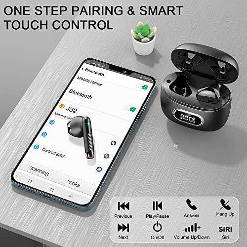 Wireless Earbuds, Bluetooth 5.3 Headphones Mini Wireless Headphones In Ear with ENC Noise Cancelling Mic - £17.59 sold by TBOG @ Amazon