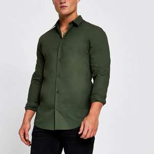River Island Mens Khaki Long Sleeve Muscle Fit Shirt (Sizes XXS - S) £8 Delivered @ River Island / eBay