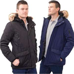 NEXT Mens Heavy Weight Fur Hood Padded Shower Resistant Parka Jacket in Black/Navy - £27.96 delivered with code @ qualitybrandsoutlet / eBay