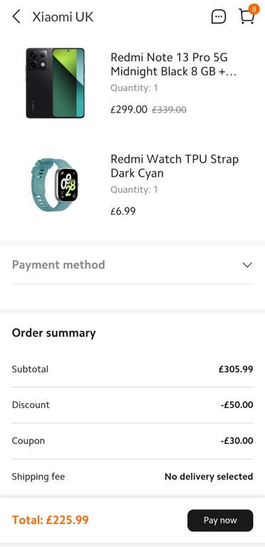 Redmi Note 13 Pro 5G Midnight Black 8 GB + 256GB + Redmi Watch TPU Strap Dark Cyan