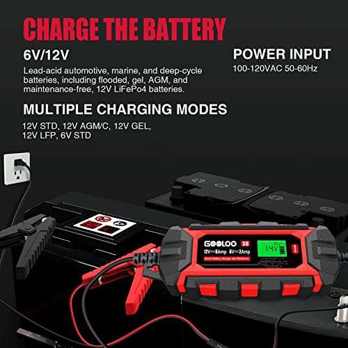 GOOLOO 6 Amp Smart Battery Charger, 6V and 12V Trickle Charger and Maintainer £29.99 w/voucher Dispatches from Amazon Sold by Landwork