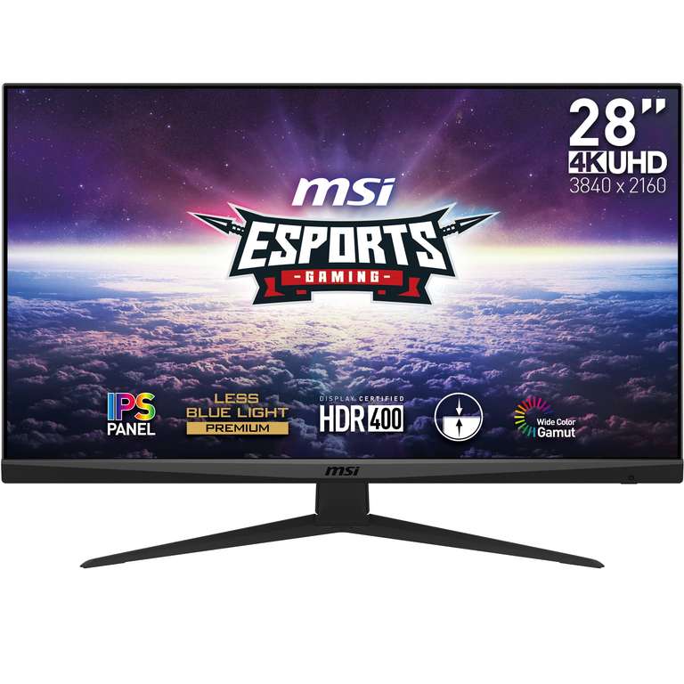 MSI G281UV Monitor Gaming 4K UHD 27.9 Inches - IPS Panel 3840 x 2160, 60 Hz / 4ms, FreeSync, 94% DCI-P3 Color, DisplayHDR 400