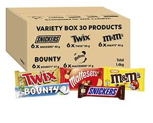 M&M's, Snickers & More, Mixed Chocolate Bar Variety Bulk Box 1.4KG - BBE 25/09/22 - £11.90 at checkout via Amazon Warehouse