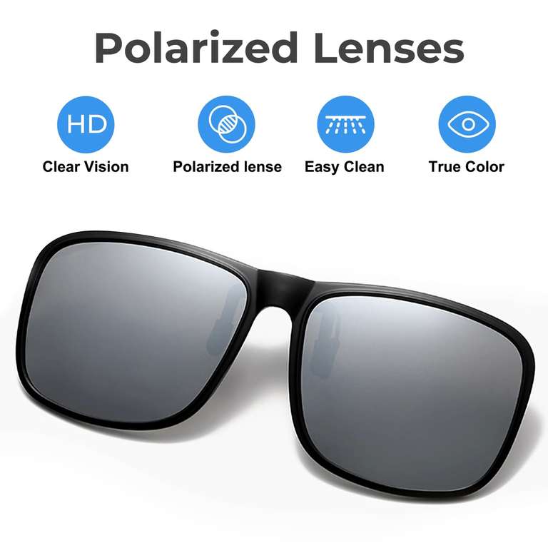 SULIVES Polarized Clip On Sunglasses for Men Women, Anti-Glare UV400 - Sold by Semon-UK FBA