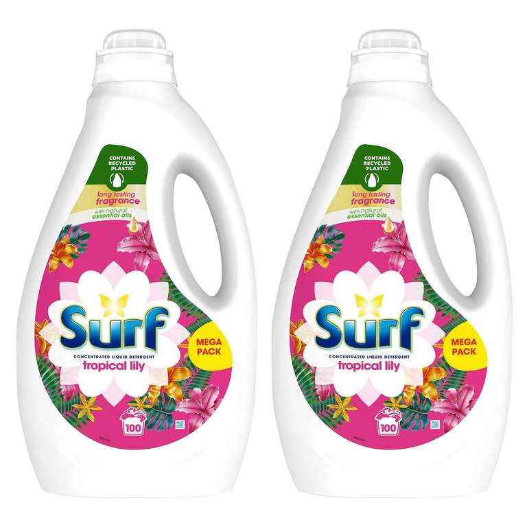 Pack of 2 Surf Tropical Lily Concentrated Liquid Laundry Detergent 2.7L 100 Washes (200 Wash Total) W/Code - Sold by Avant Garde Brands