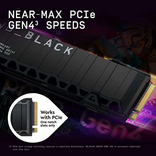 WD_BLACK SN850X 1TB M.2 2280 PCIe Gen4 NVMe Gaming SSD with Heatsink up to 7300 MB/s read speed £95.99 @ Amazon