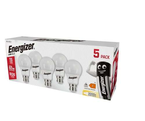 Energiser led B22 energy efficient, 8.8 watt (equivalent 60w ) , 3000k lightbulbs x5 - Sold by HGS UK TRADING LIMITED FBA