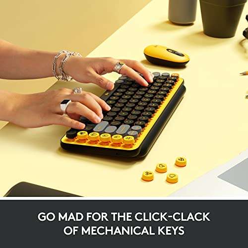 Retro Logitech POP Keys Mechanical Wireless Keyboard with Emoji Keys, Durable Compact, Bluetooth or USB, Multi-Device - £60.80 @ Amazon