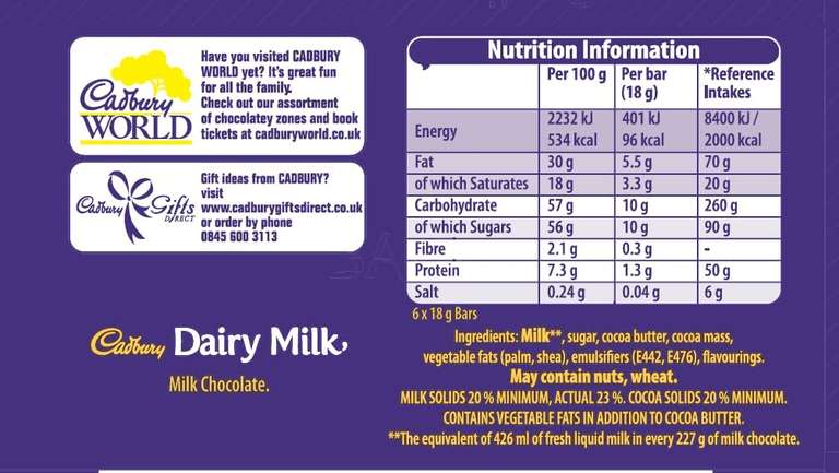 Cadbury Dairy Milk Little Bars,18g, 6 Pack - £1 (minimum order 4) @ Amazon