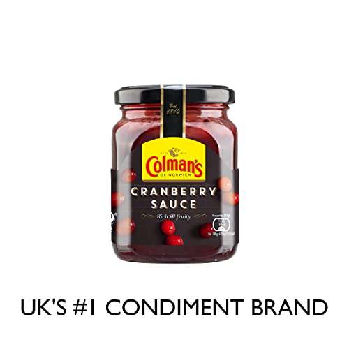 Colman's Cranberry Sauce, The Nations Favourite, Delicious, Perfect Tatse For Sandwiches, Barbecue, Cooking, Large Pack (8 x 165 g)