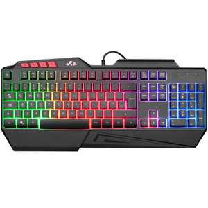 Rii RK202 Gaming Keyboard,LED Rainbow Backlit Light up Keyboard With Membrane Keys, Spill-Resistant - Sold By greetek