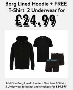 Borg Lined Hoodie + 2 Underwear + T Shirt for £24.99 + £1.99 delivery @ Tokyo Laundry