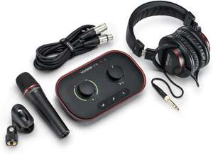 Focusrite Vocaster One Studio — Podcasting Interface Recording as a Solo Creator, Quality DM1 Mic & HP60v Headphones