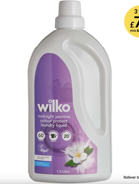 60 wash Wilko Colour Protect Midnight Jasmine Laundry Liquid 1.5L £3 each / 3 for £7.50 - free click and collect at limited stores